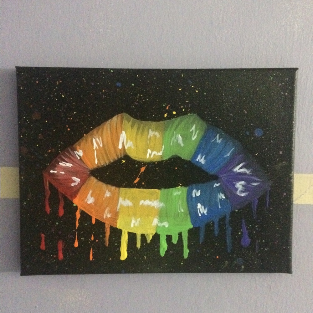 Rainbow lips painting